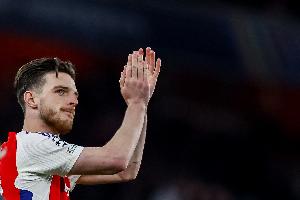 赖斯在2025年直接参与10粒英超进球，队内仅次于特罗萨德