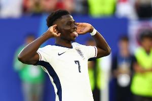 打进13球，萨卡成为为英格兰进球最多的阿森纳球员