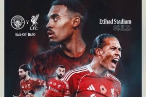 利物浦发布对阵曼城海报：范戴克、萨拉赫、索博、赫拉芬贝赫出镜