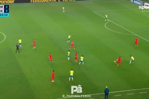 韩国球员全程碰不到球！巴西队表演了精彩团队配合破门👍